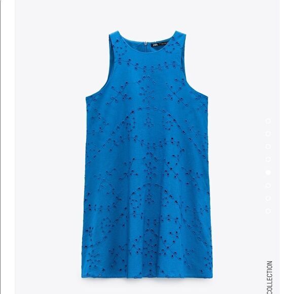 Zara open work embroidered mini shift dress - Picture 5 of 5